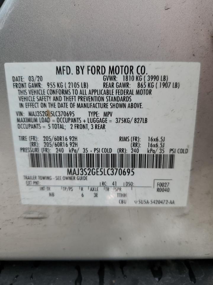 MAJ3S2GE5LC370695 2020 Ford Ecosport Se