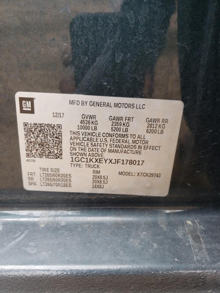 1GC1KXEYXJF178017 2018 Chevrolet Silverado K2500 High Country