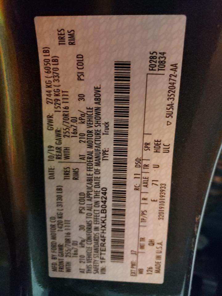 1FTER4FHXKLB04240 FORD RANGER 2019