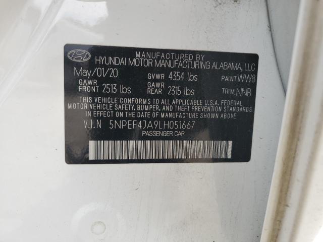 2020 Hyundai Sonata Sel VIN: 5NPEF4JA9LH051667 Lot: 56228304