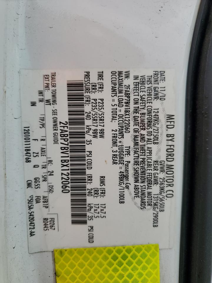 2FABP7BV1BX122060 2011 Ford Crown Victoria Police Interceptor