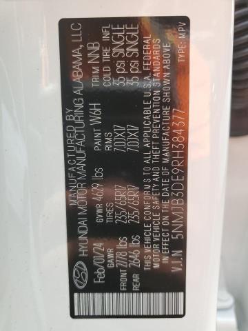 2024 Hyundai Tucson Sel VIN: 5NMJB3DE9RH384377 Lot: 54003344
