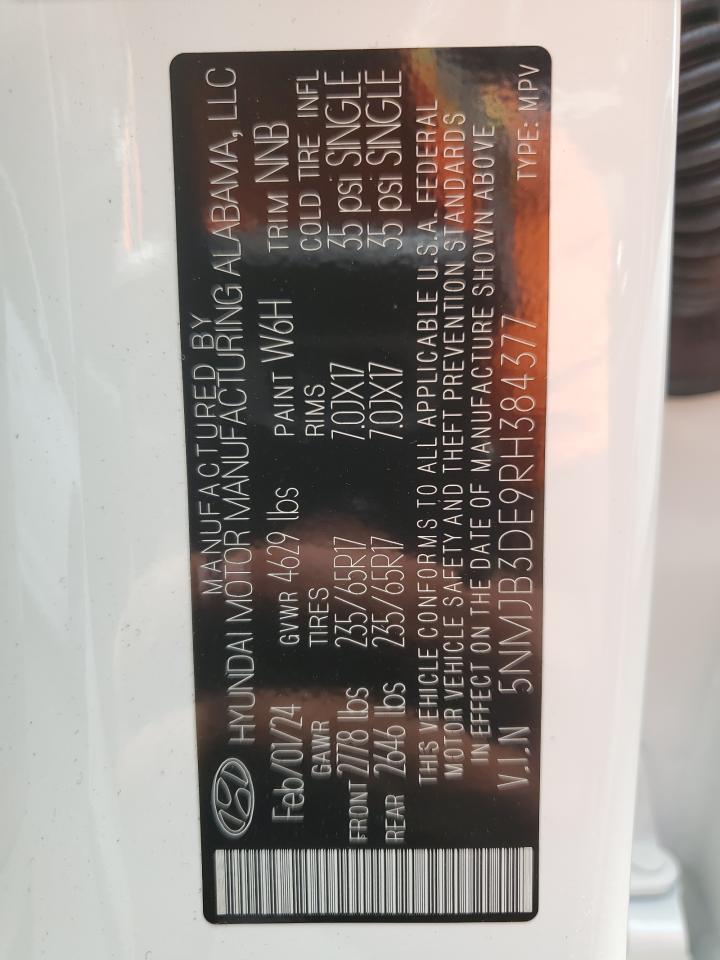 5NMJB3DE9RH384377 2024 Hyundai Tucson Sel