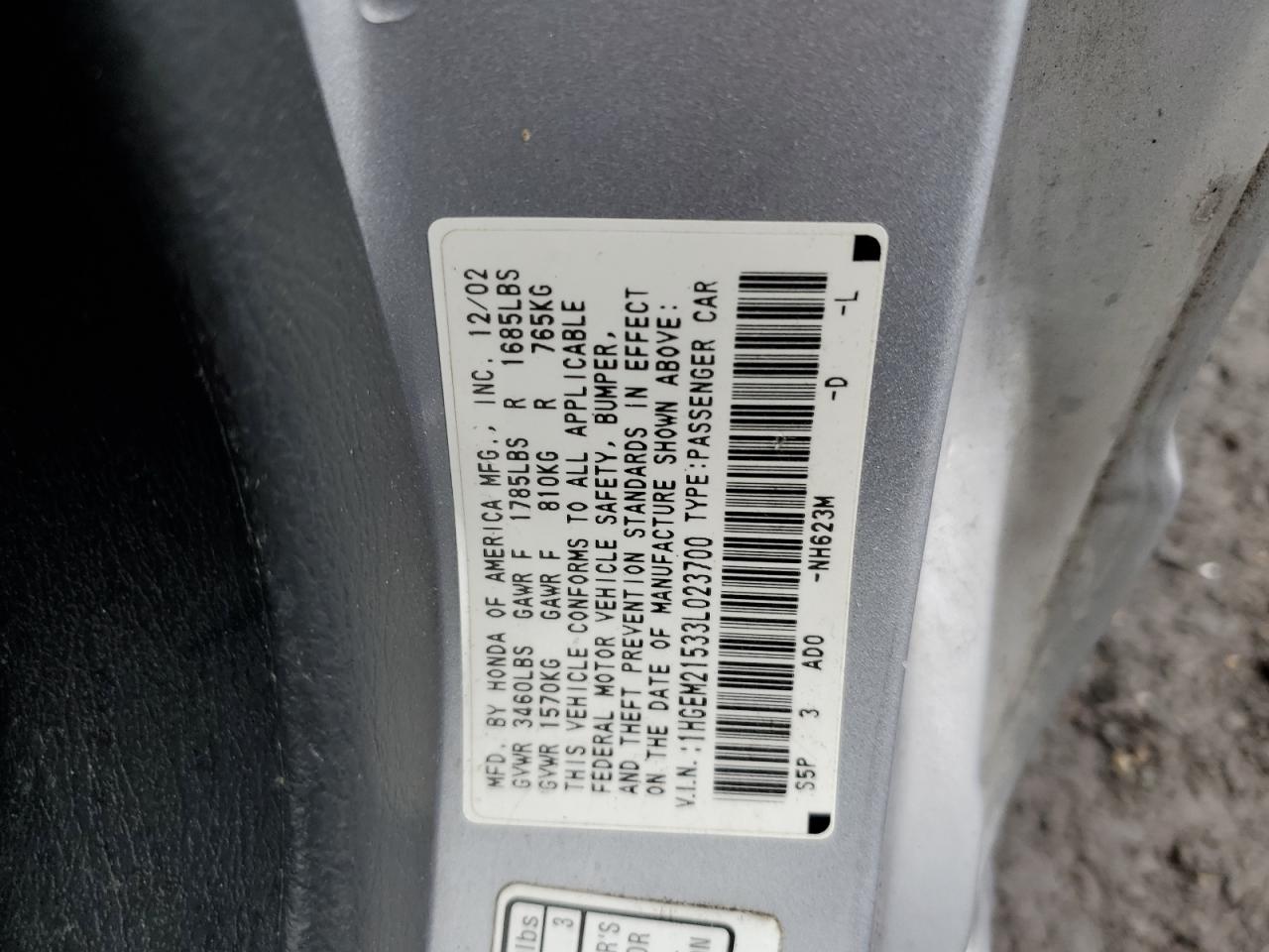 1HGEM21533L023700 2003 Honda Civic Lx