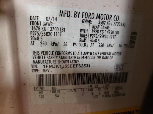 2014 Ford Expedition El Xlt VIN: 1FMJK1J55EEF62531 Lot: 55381894