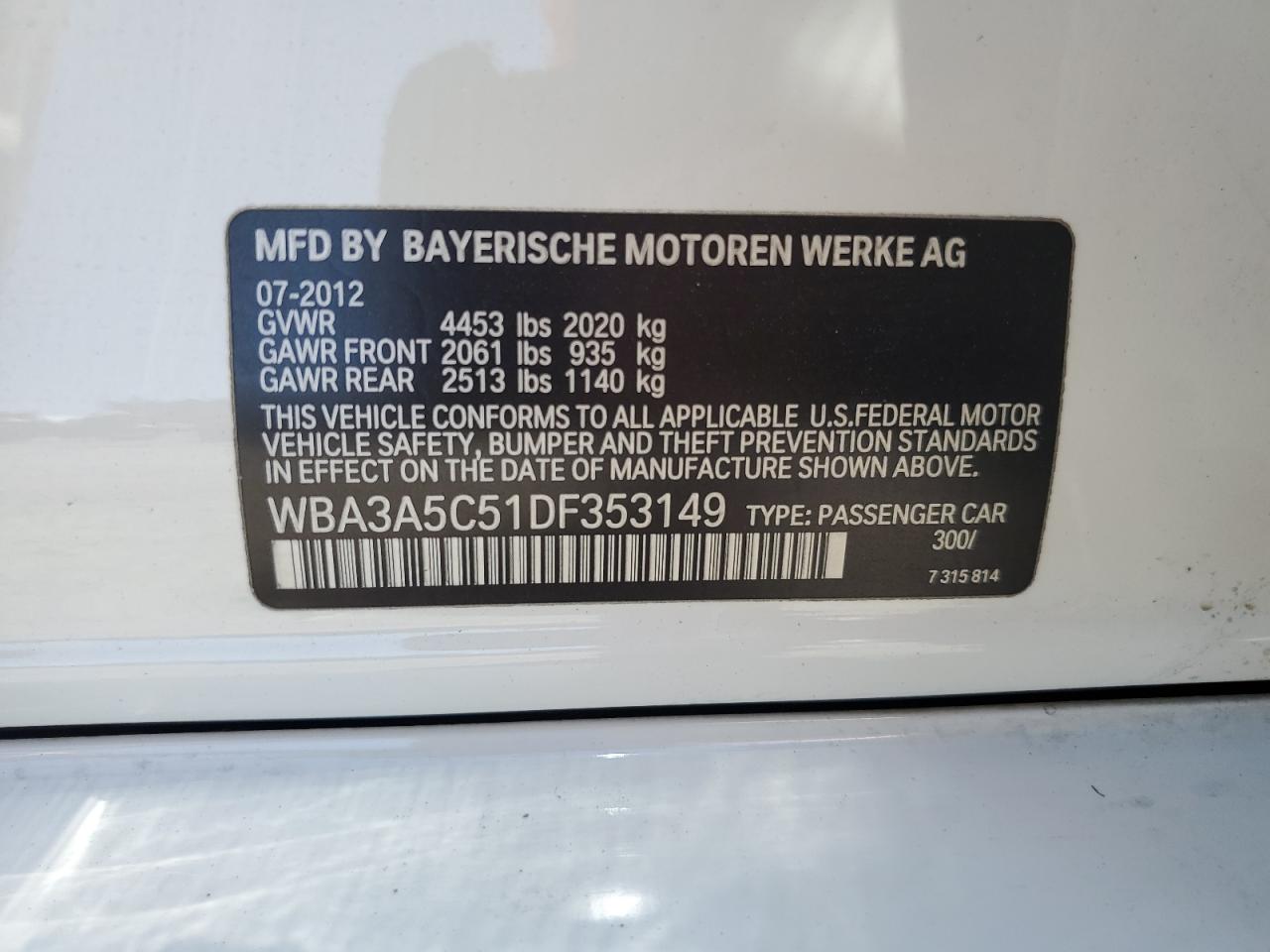 WBA3A5C51DF353149 2013 BMW 328 I