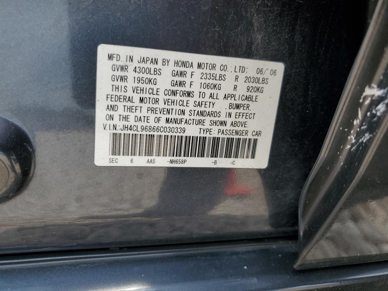 JH4CL96866C030339 2006 Acura Tsx