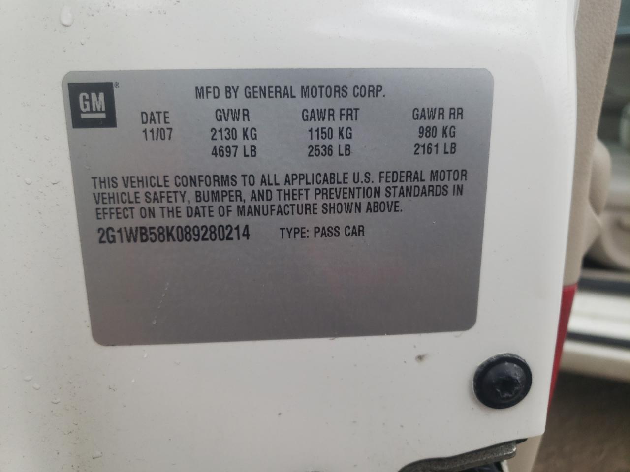 2G1WB58K089280214 2008 Chevrolet Impala Ls