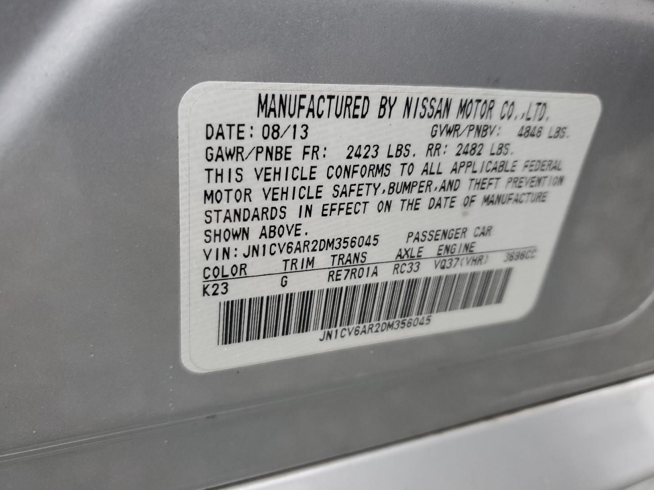 JN1CV6AR2DM356045 2013 Infiniti G37