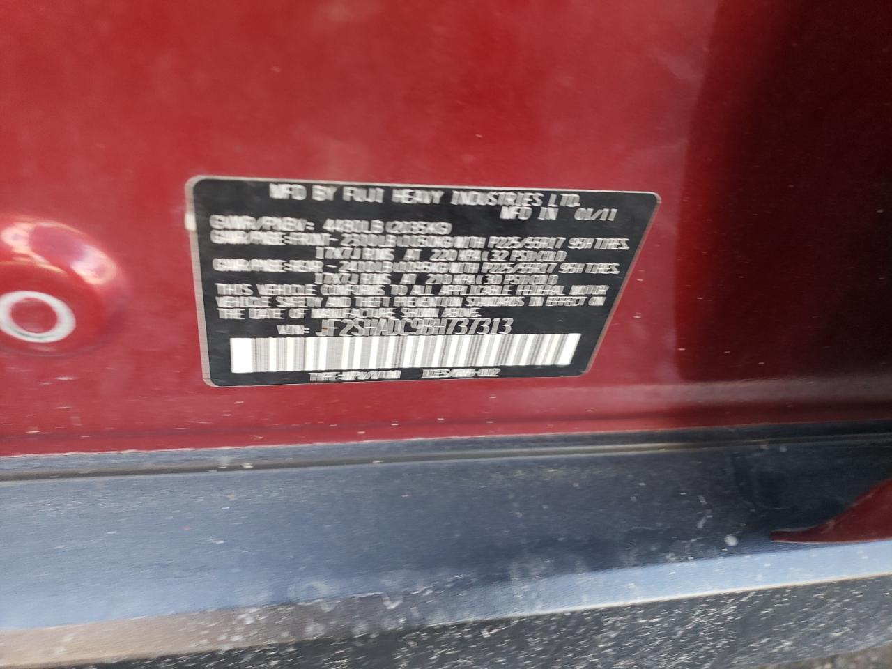 JF2SHADC9BH737313 2011 Subaru Forester 2.5X Premium