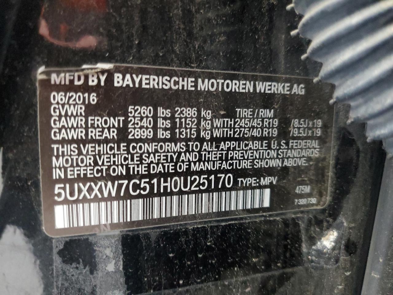 5UXXW7C51H0U25170 2017 BMW X4 xDrivem40I