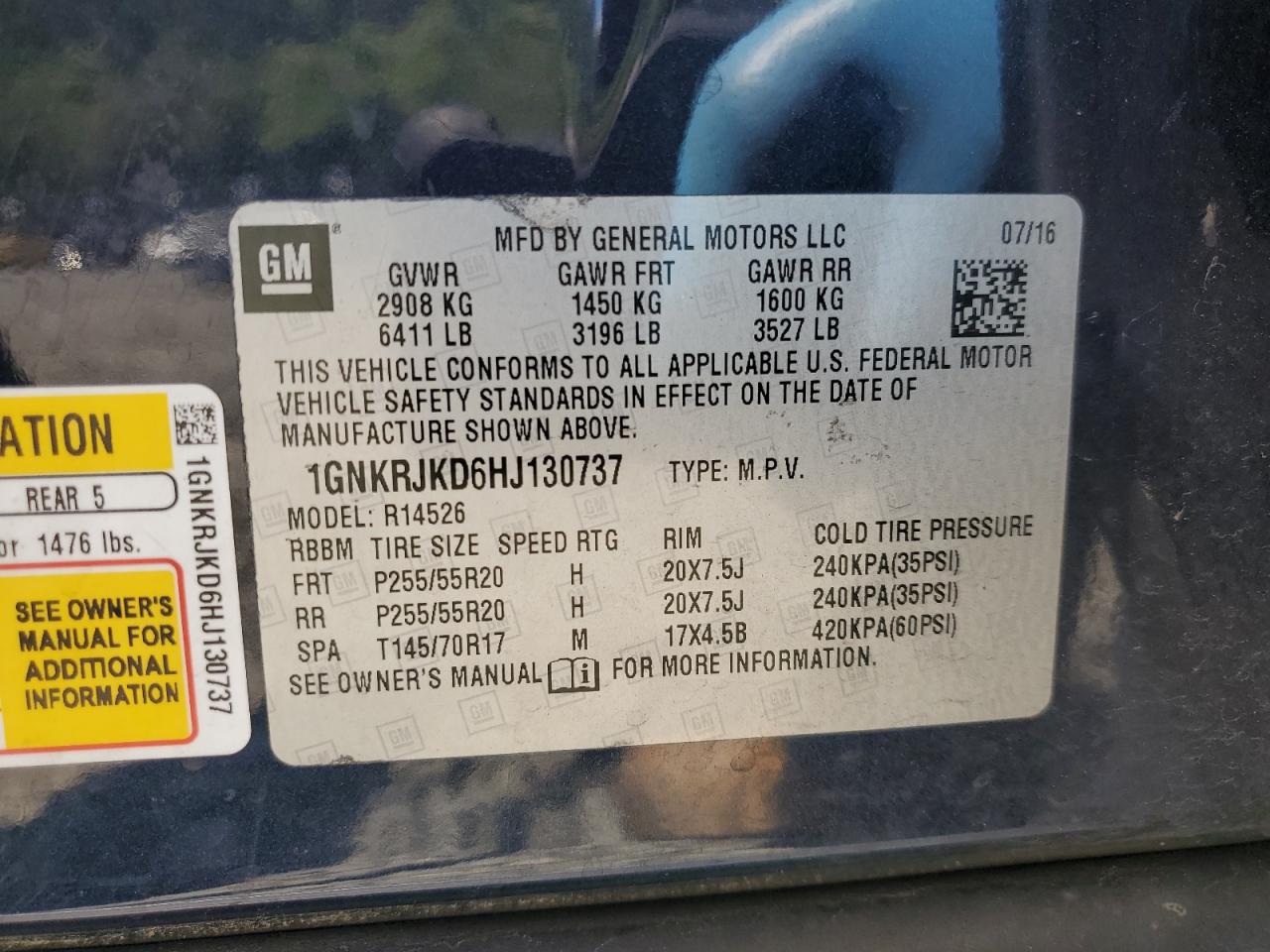 1GNKRJKD6HJ130737 CHEVROLET TRAVERSE 2017