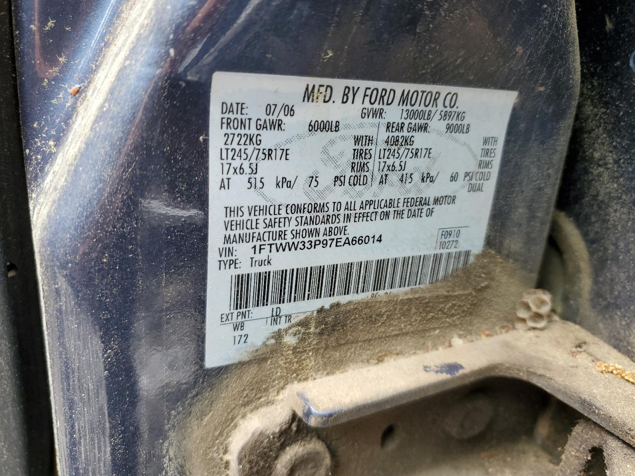 1FTWW33P97EA66014 2007 Ford F350 Super Duty