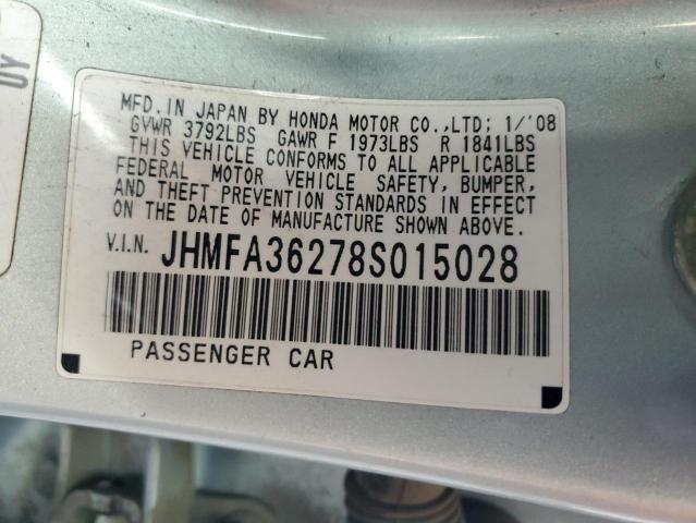 2008 Honda Civic Hybrid VIN: JHMFA36278S015028 Lot: 55696634