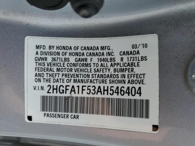 2010 Honda Civic Lx VIN: 2HGFA1F53AH546404 Lot: 52814884