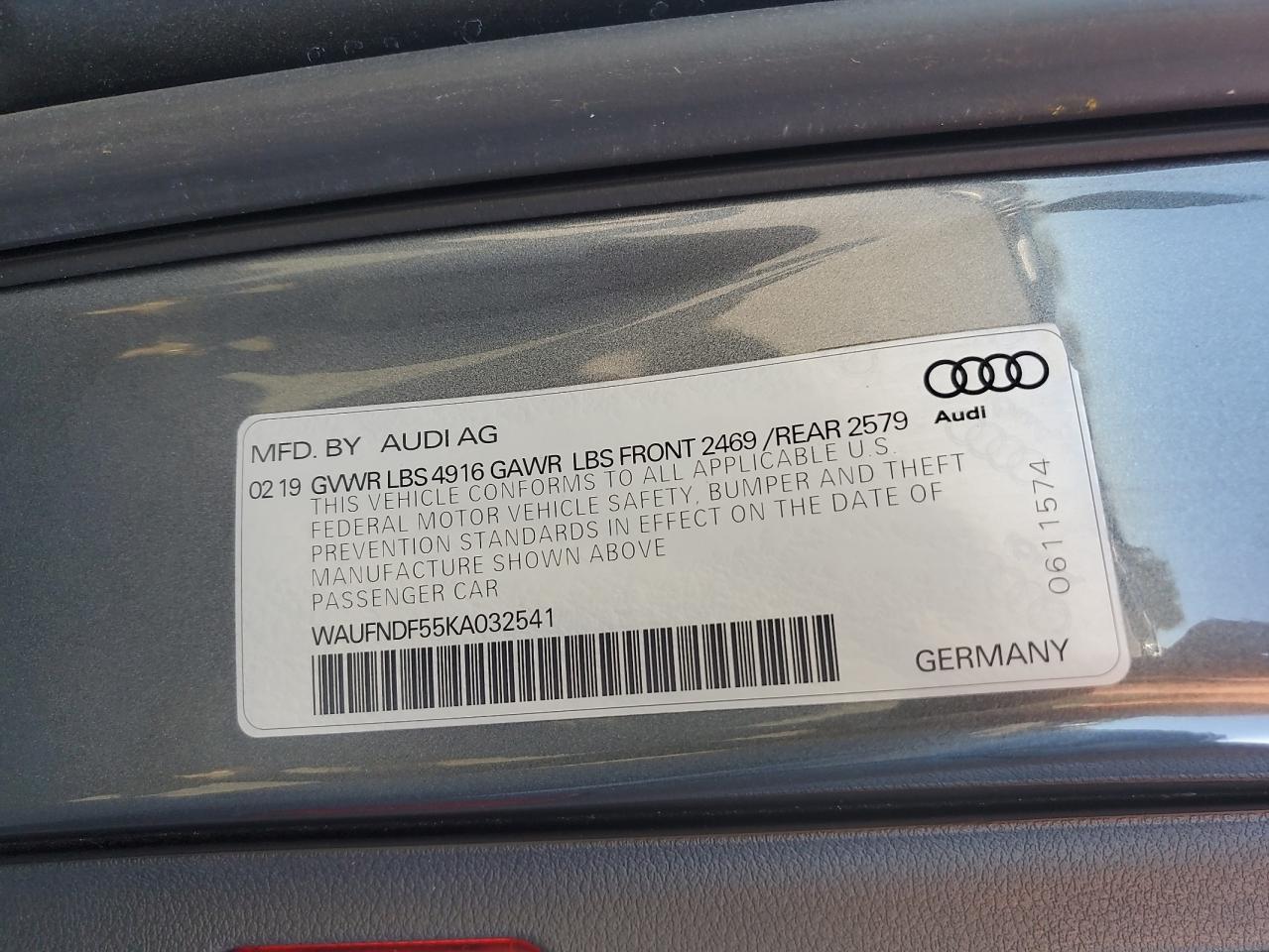 WAUFNDF55KA032541 2019 Audi A5 Prestige S-Line