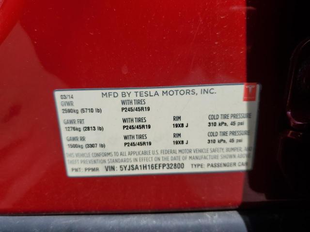 2014 Tesla Model S VIN: 5YJSA1H16EFP32800 Lot: 54758234