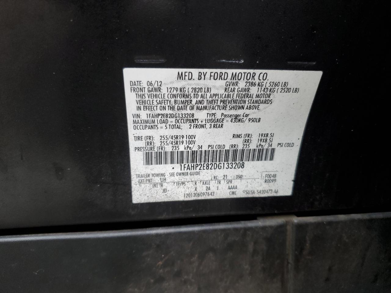 1FAHP2E82DG133208 2013 Ford Taurus Sel