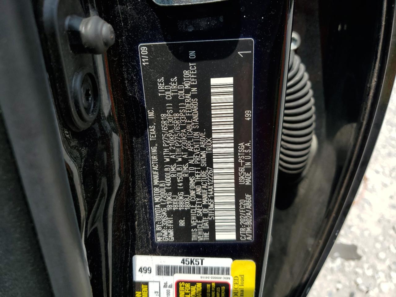 5TFDW5F14AX122267 2010 Toyota Tundra Crewmax Sr5