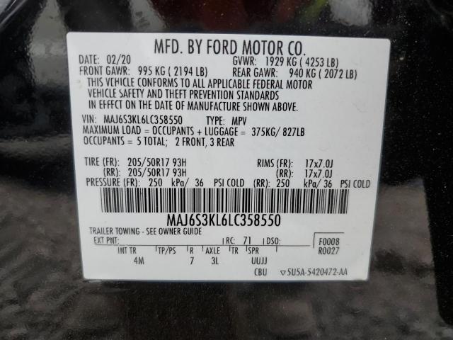 2020 Ford Ecosport Titanium VIN: MAJ6S3KL6LC358550 Lot: 56150524