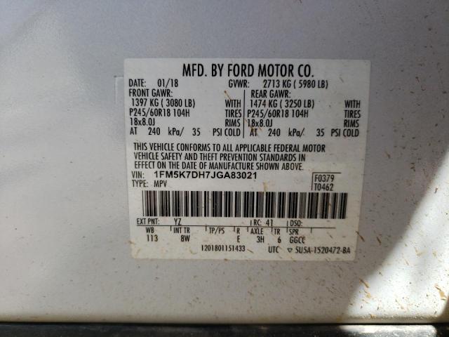 2018 Ford Explorer Xlt VIN: 1FM5K7DH7JGA83021 Lot: 54337804