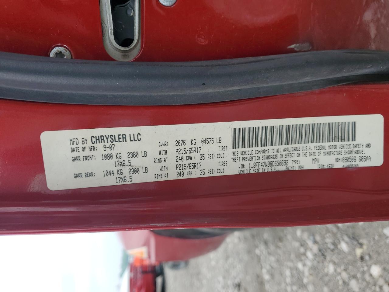 1J8FF47W98D550692 2008 Jeep Compass Sport