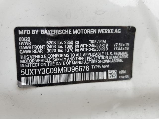 2021 BMW X3 Sdrive30I VIN: 5UXTY3C09M9D96676 Lot: 55358294