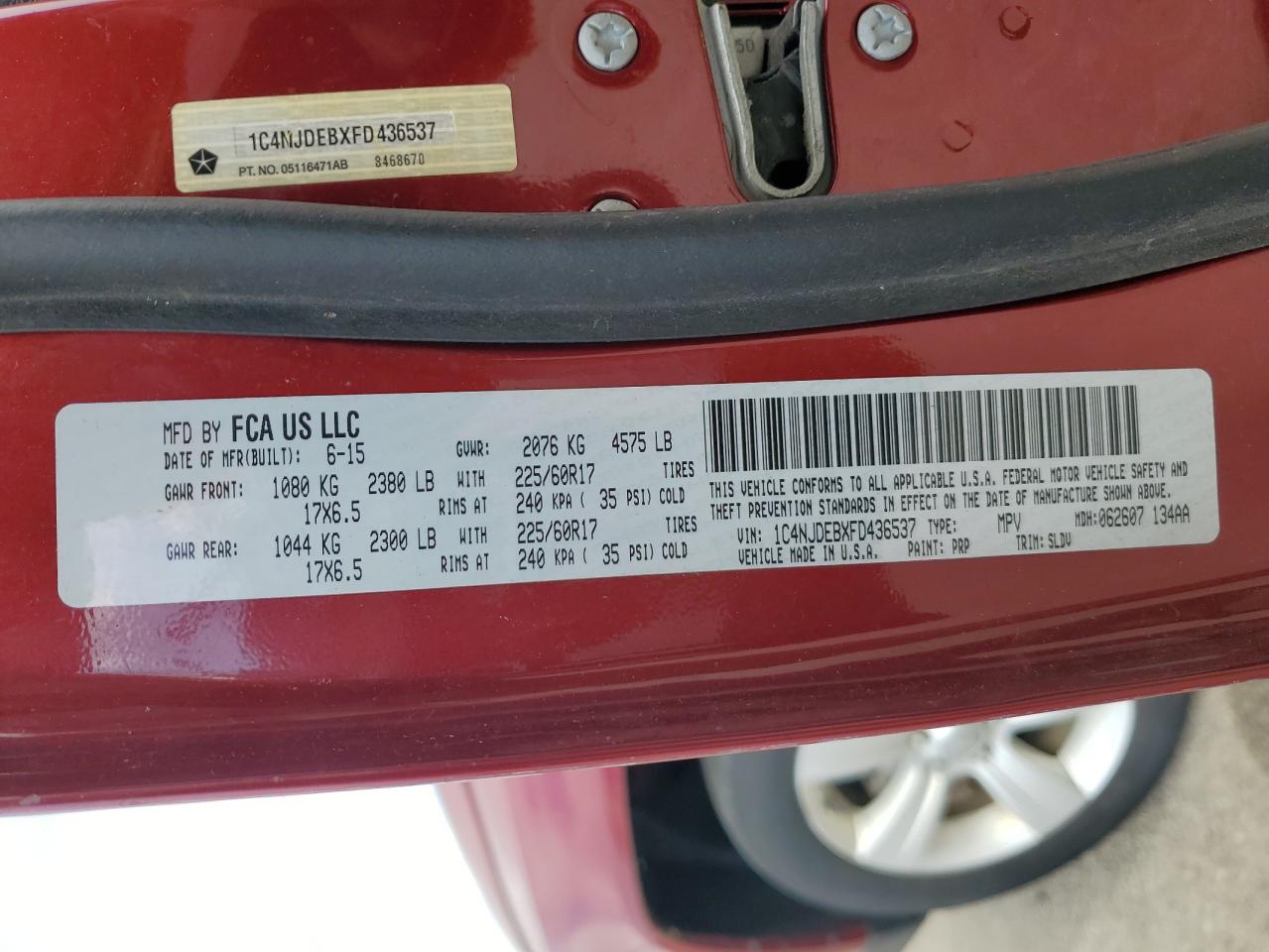 1C4NJDEBXFD436537 2015 Jeep Compass Latitude