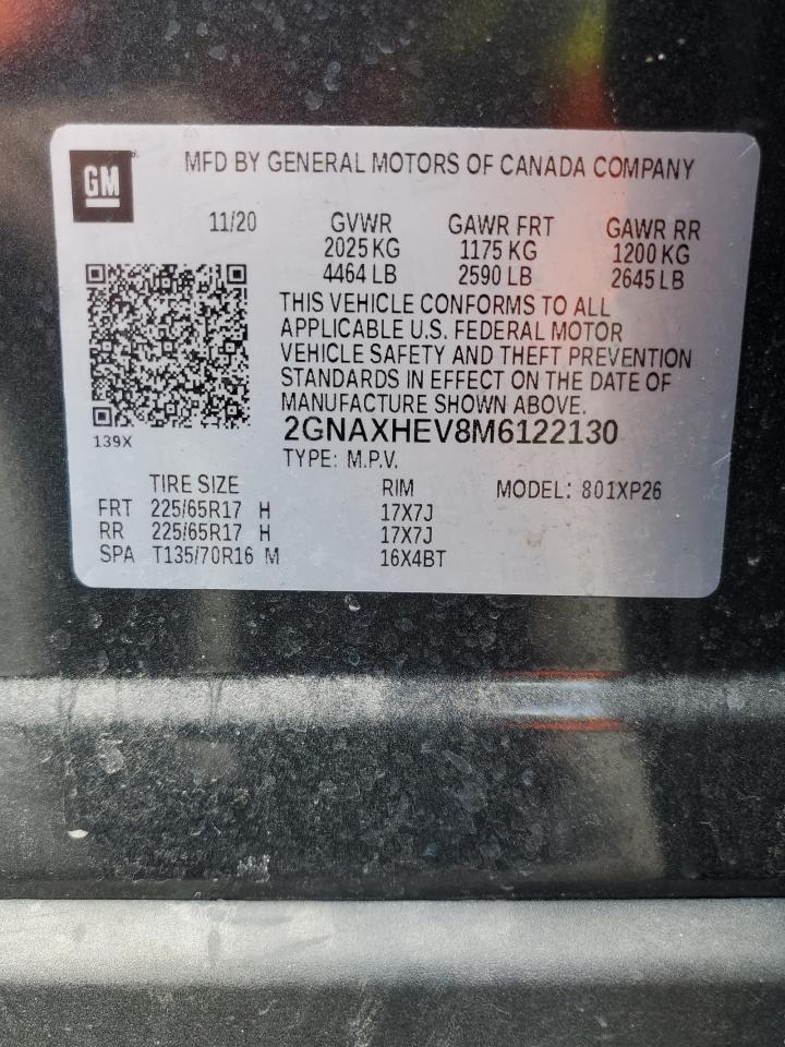 2GNAXHEV8M6122130 CHEVROLET EQUINOX 2021