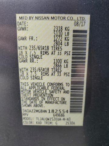 2017 Nissan Murano S VIN: 5N1AZ2MG8HN182554 Lot: 56671144