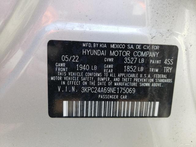 2022 Hyundai Accent Se VIN: 3KPC24A69NE175069 Lot: 53503104