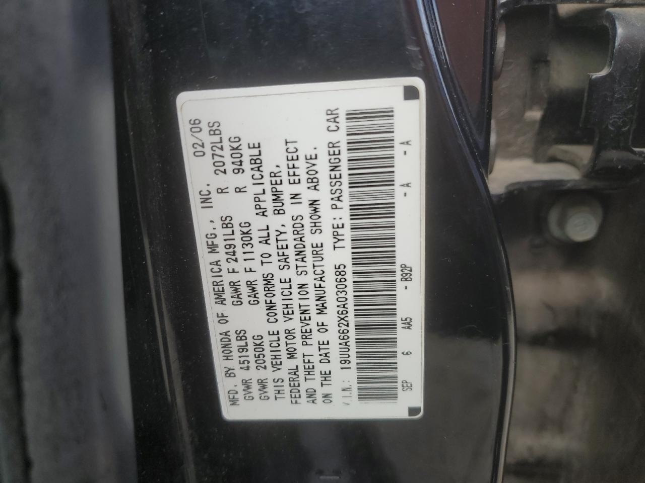 19UUA662X6A030685 2006 Acura 3.2Tl