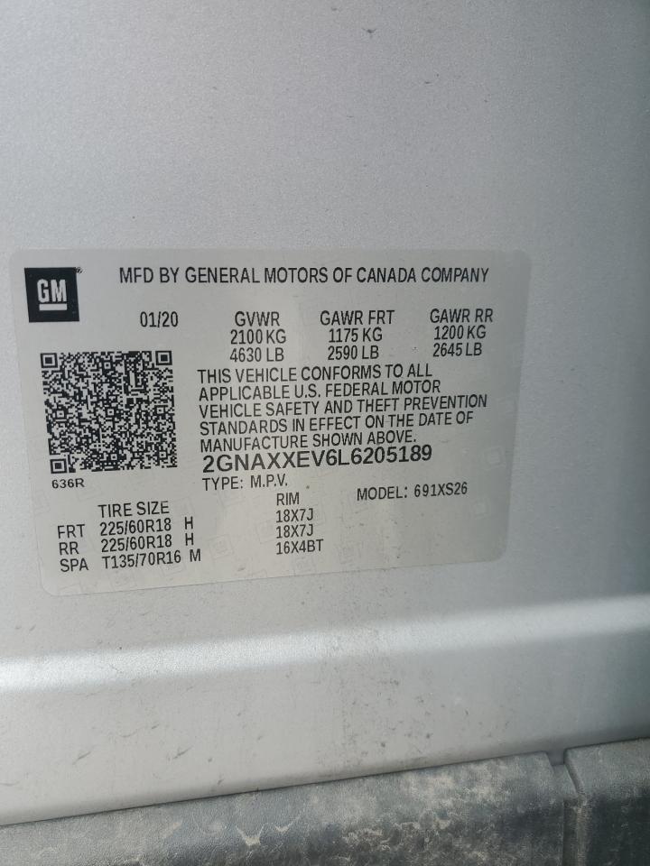 2GNAXXEV6L6205189 2020 Chevrolet Equinox Premier