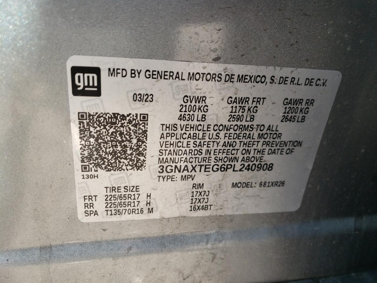 3GNAXTEG6PL240908 CHEVROLET EQUINOX 2023