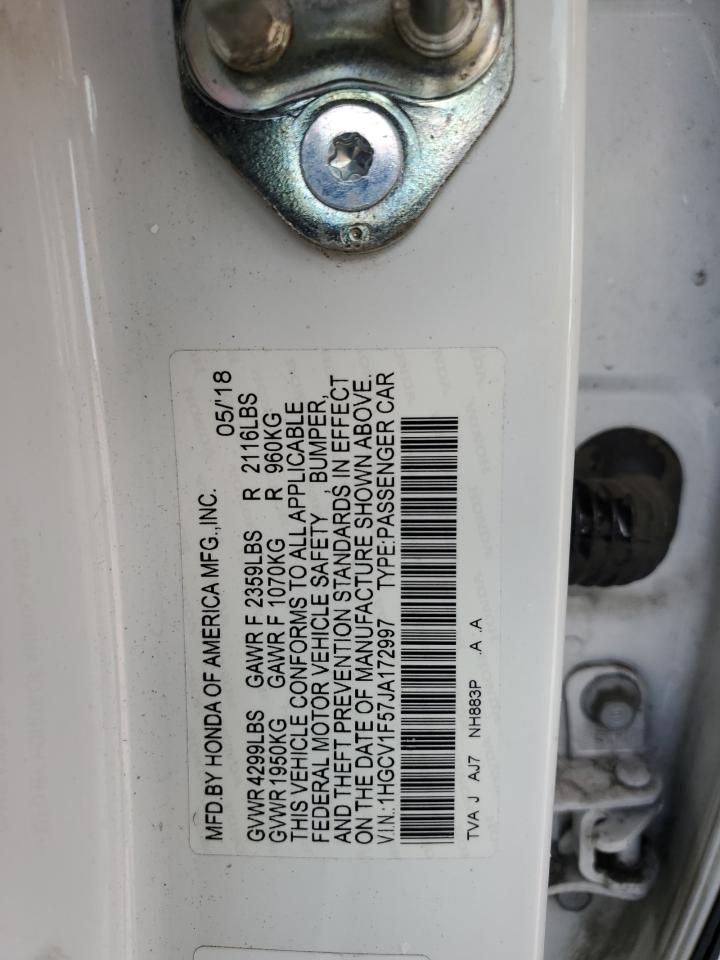 1HGCV1F57JA172997 2018 Honda Accord Exl