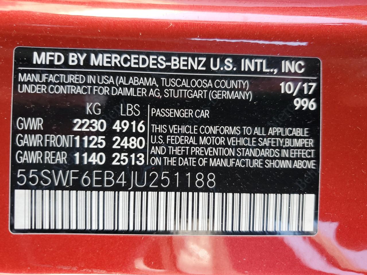 55SWF6EB4JU251188 2018 Mercedes-Benz C 43 4Matic Amg