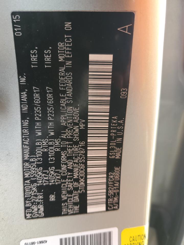 5TDKK3DC6FS578716 2015 Toyota Sienna Le