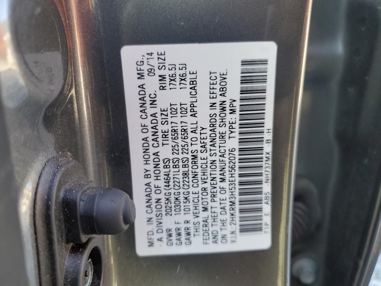 2HKRM3H53EH562076 2014 Honda Cr-V Ex