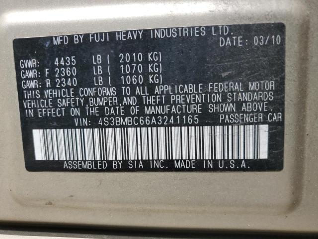 2010 Subaru Legacy 2.5I Premium VIN: 4S3BMBC66A3241165 Lot: 54750084