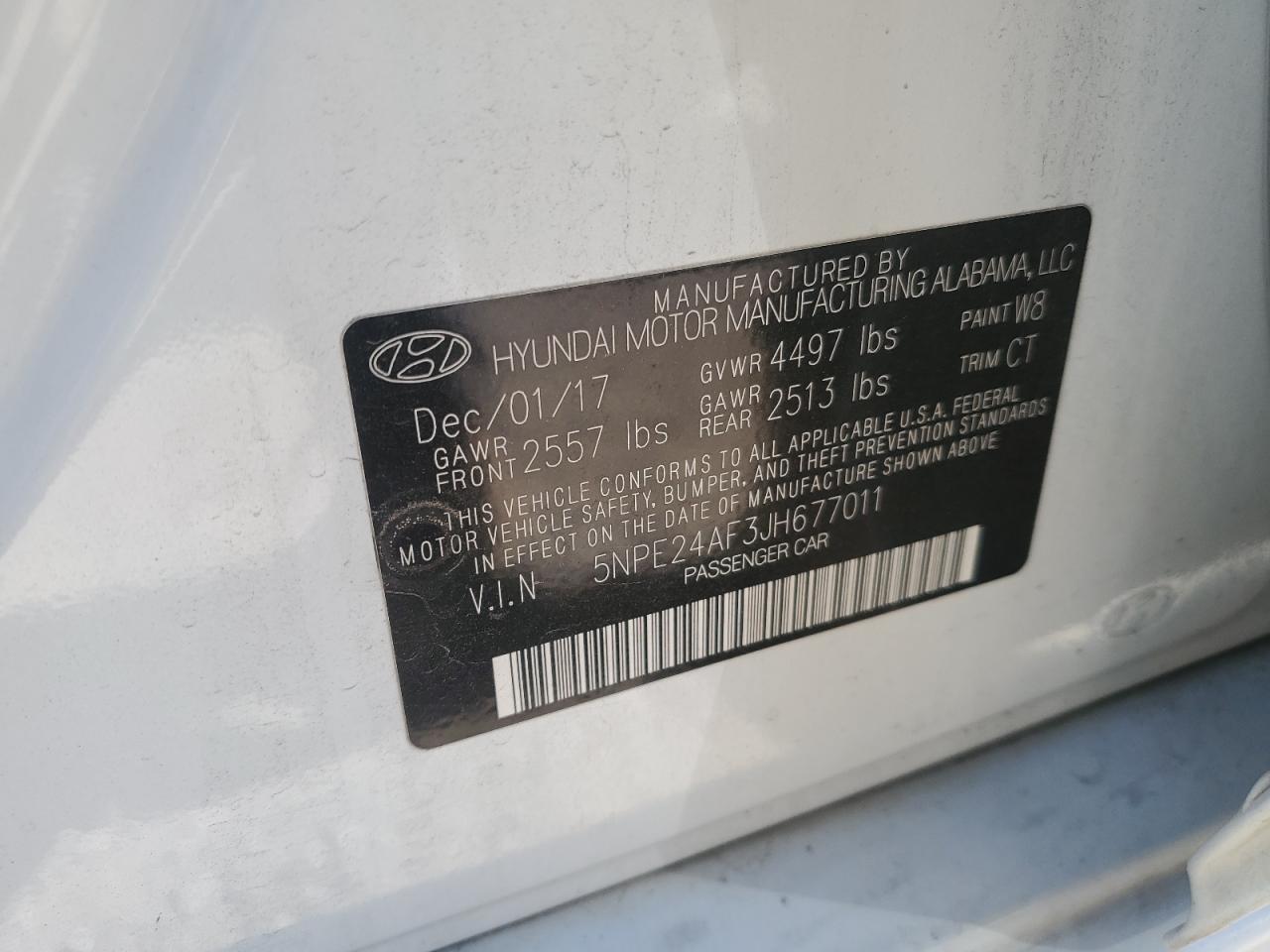 5NPE24AF3JH677011 2018 Hyundai Sonata Se