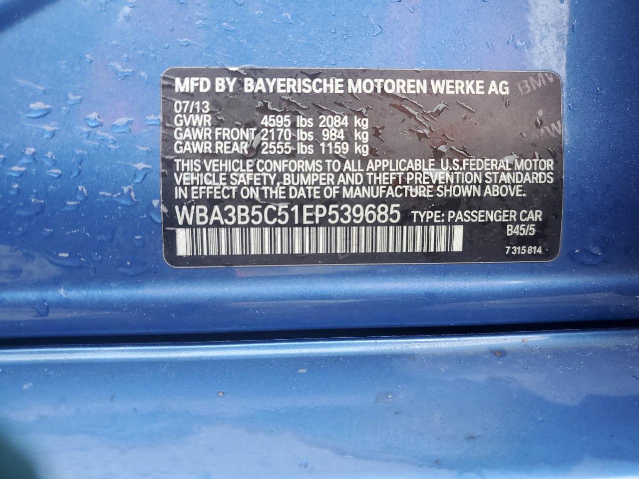 WBA3B5C51EP539685 2014 BMW 328 Xi Sulev