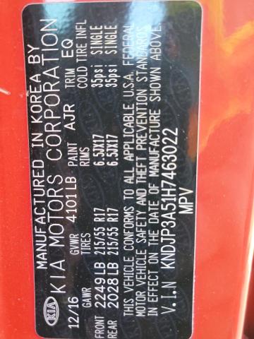 2017 Kia Soul + VIN: KNDJP3A51H7463022 Lot: 55406634