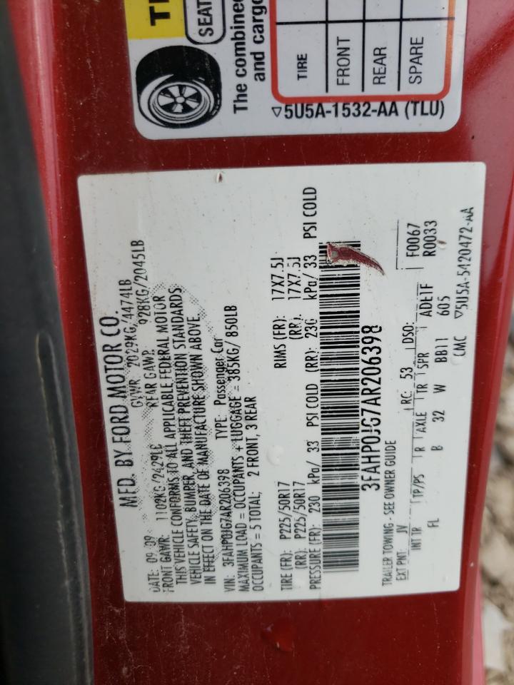 3FAHP0JG7AR206398 2010 Ford Fusion Sel