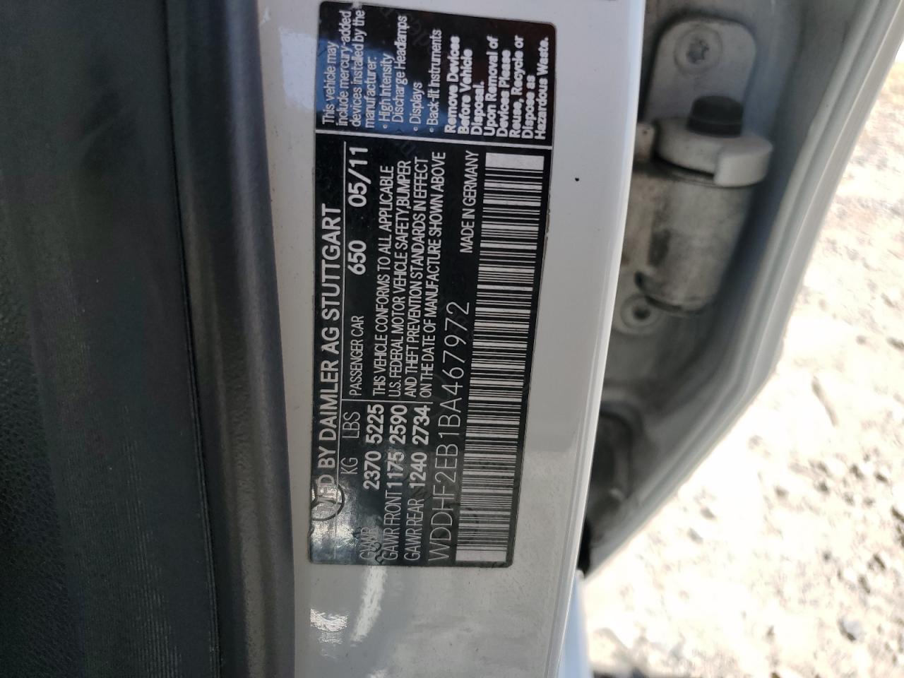 WDDHF2EB1BA467972 2011 Mercedes-Benz E 350 Bluetec