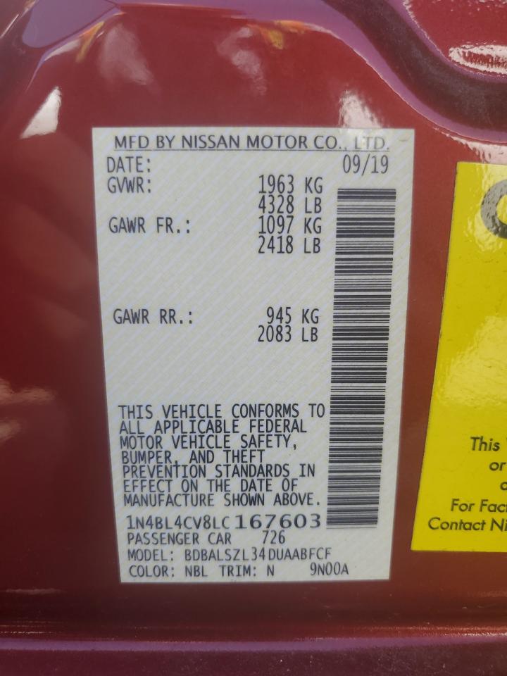 1N4BL4CV8LC167603 NISSAN ALTIMA 2020