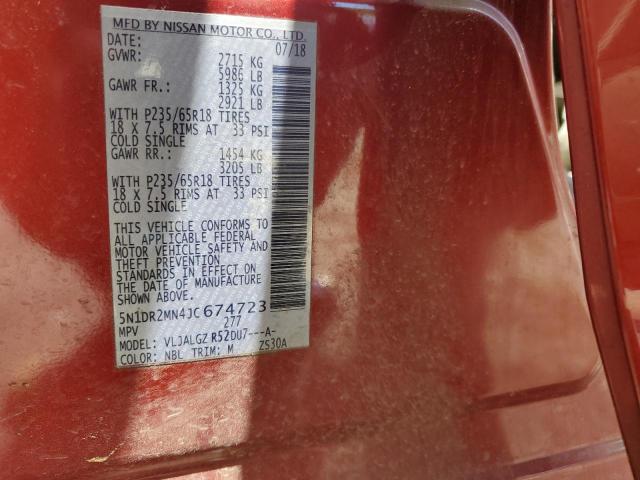 2018 Nissan Pathfinder S VIN: 5N1DR2MN4JC674723 Lot: 54986614