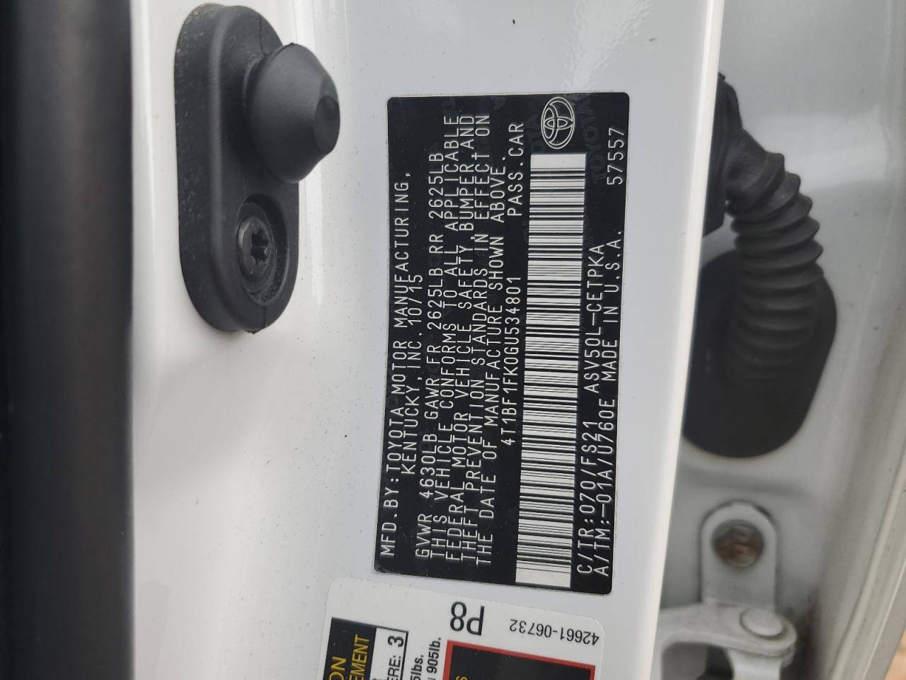 4T1BF1FK0GU534801 TOYOTA CAMRY 2016