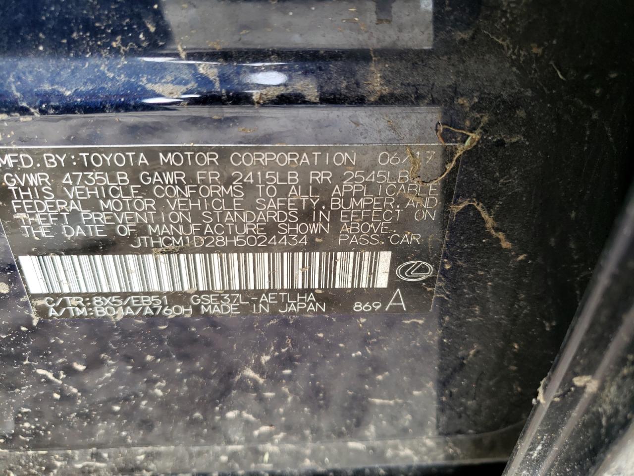 JTHCM1D28H5024434 2017 Lexus Is 300