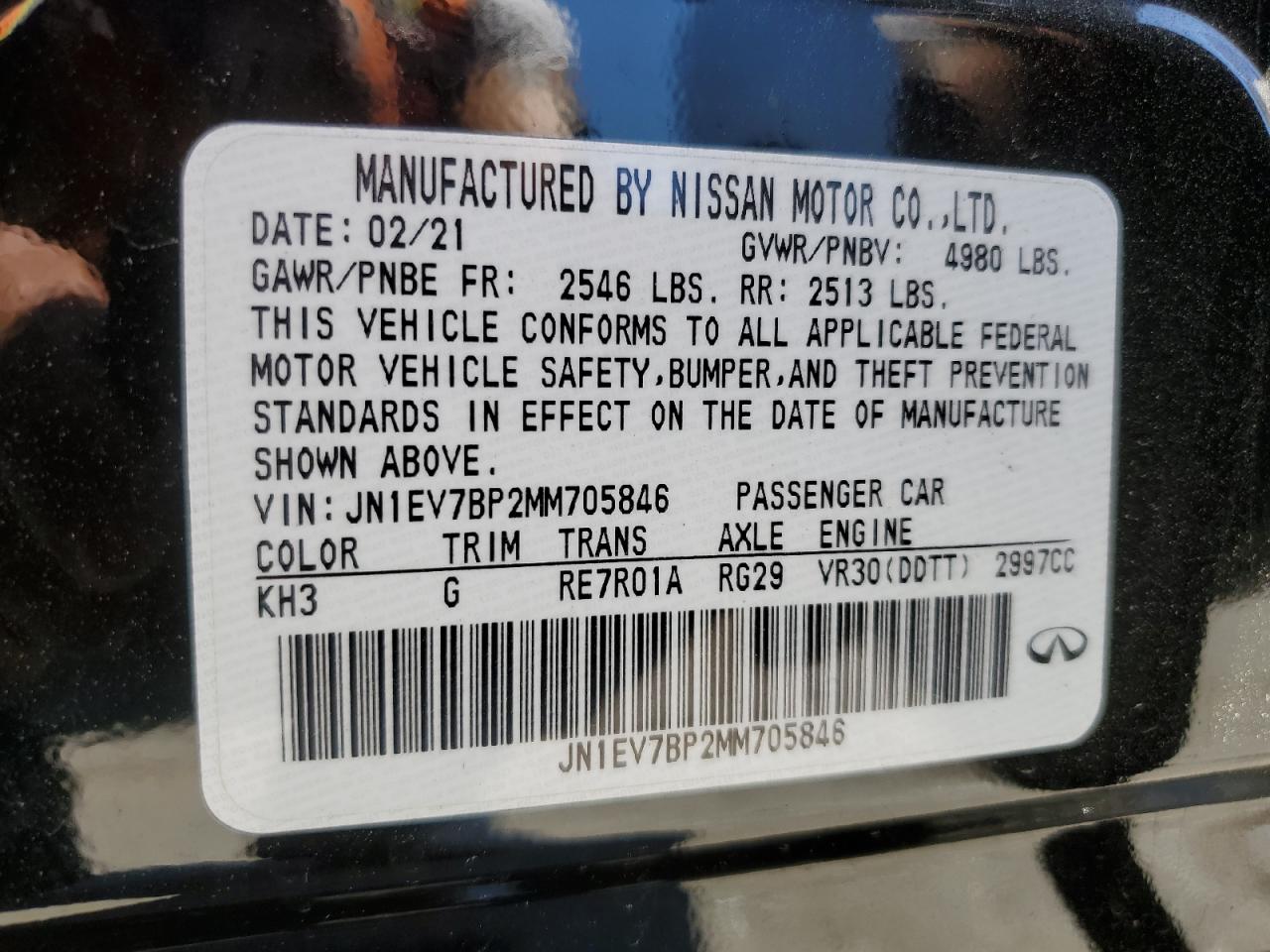 JN1EV7BP2MM705846 2021 Infiniti Q50 Luxe