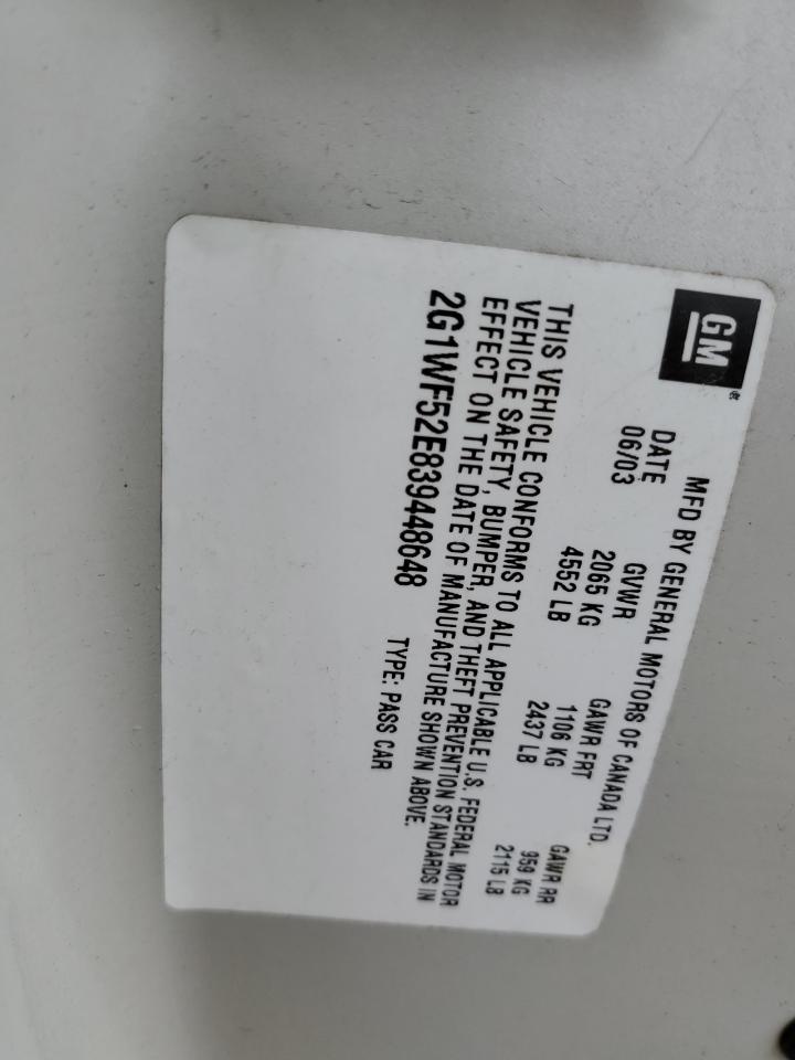 2G1WF52E839448648 2003 Chevrolet Impala